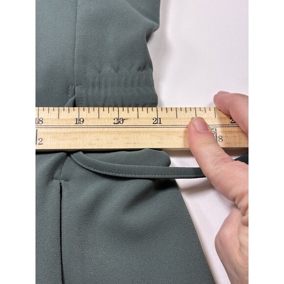 Athleta Endless Prima Twill Blazer Jacket Dark Sage Green 18 Wrap Front Tie - Picture 10 of 12